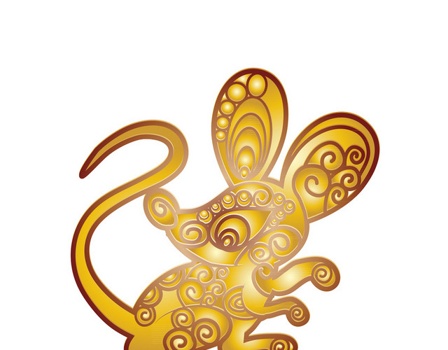 金色老鼠鼠年春节新年矢量素材