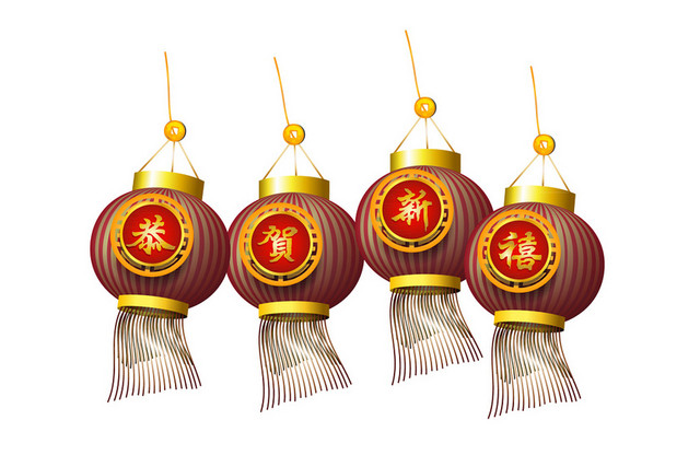 红色春节新年灯笼恭贺新春矢量素材