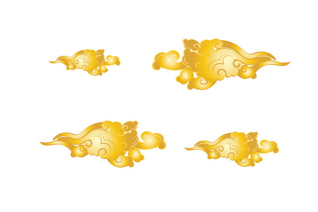 金色春节新年祥云剪纸风立体矢量素材