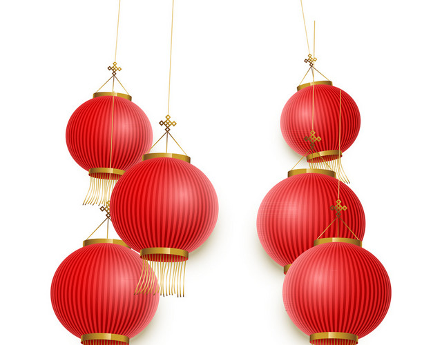 红色春节新年灯笼红灯笼中国风矢量素材