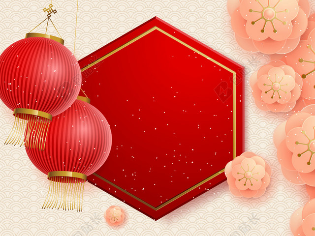 红色新年灯笼背景矢量素材