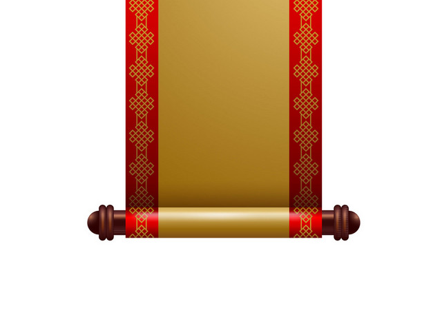 红色春节新年边框卷轴矢量素材