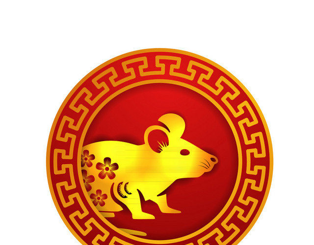 红色老鼠鼠年春节新年圆形边框矢量素材