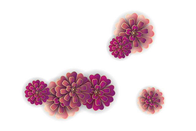 紫色剪纸立体花朵春节新年矢量素材