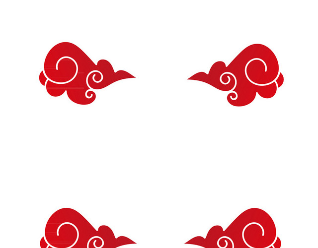红色春节新年祥云剪纸风立体矢量素材