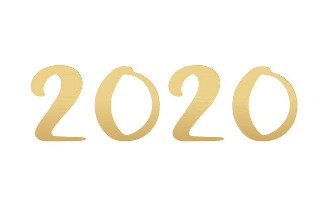 金色2020春节新年艺术字矢量素材