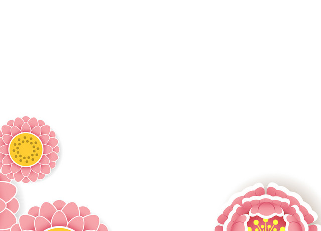 粉色小清新剪纸立体花朵春节新年矢量素材