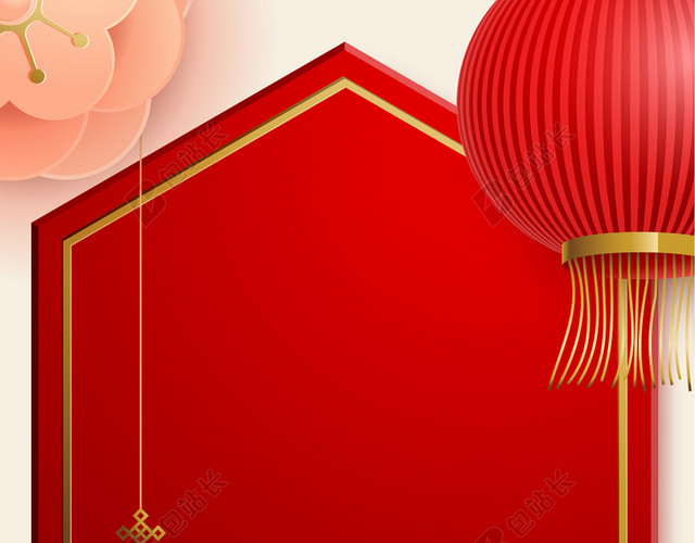 红色中国传统灯笼新年背景矢量素材