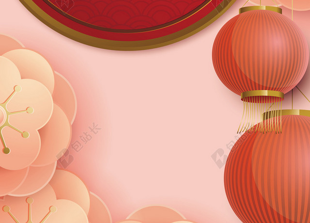 红色剪纸风新年背景矢量素材