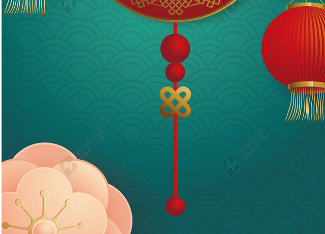 绿色鼠年新年背景矢量素材