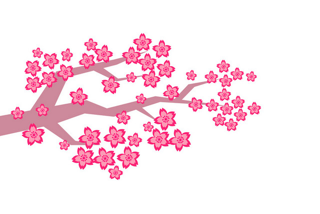 玫红色剪纸花朵春节新年矢量素材