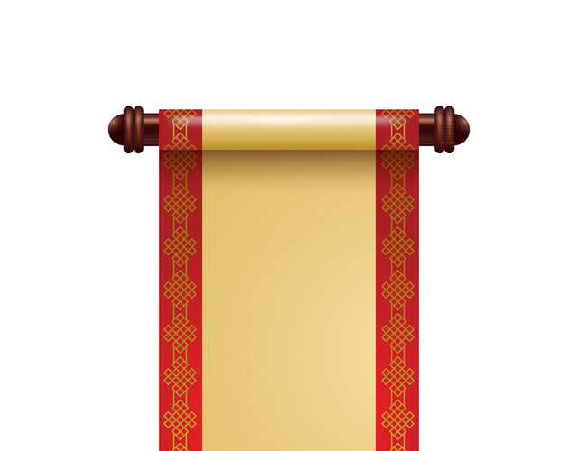 红色卷轴边框春节新年矢量素材