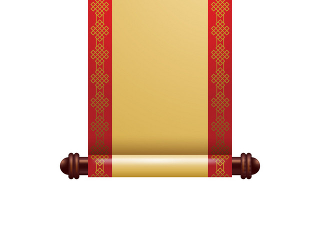 红色卷轴边框春节新年矢量素材