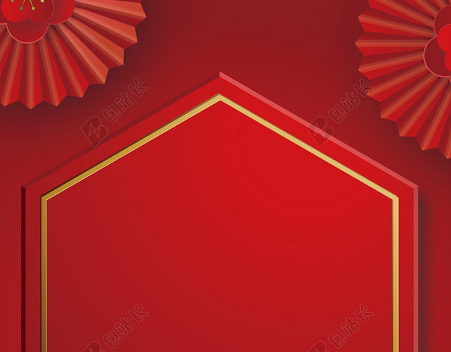 红色喜庆新年剪纸背景矢量素材