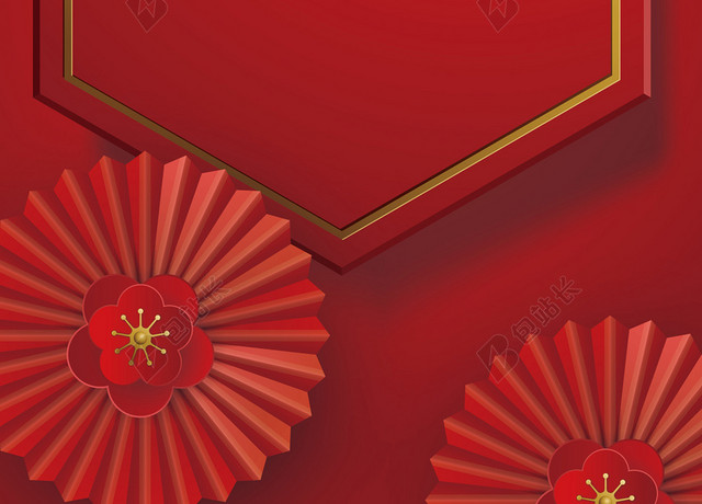 红色喜庆新年剪纸背景矢量素材