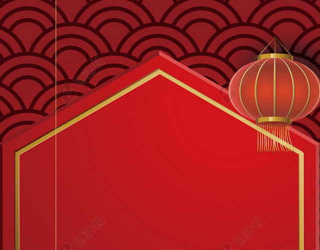 红色剪纸新年背景矢量素材