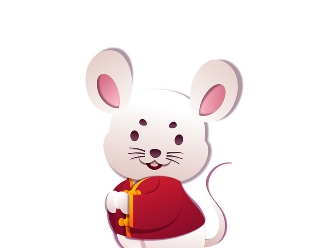 红色卡通老鼠鼠年春节新年中国风矢量素材