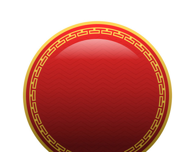 红色圆形边框春节新年中国风矢量素材