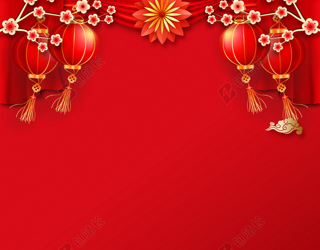 红色喜庆新年鼠年过年海报宣传海报鼠年海报背景素材