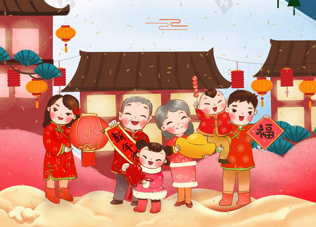 白色中国风水彩回家过年宣传海报海报背景背景素材