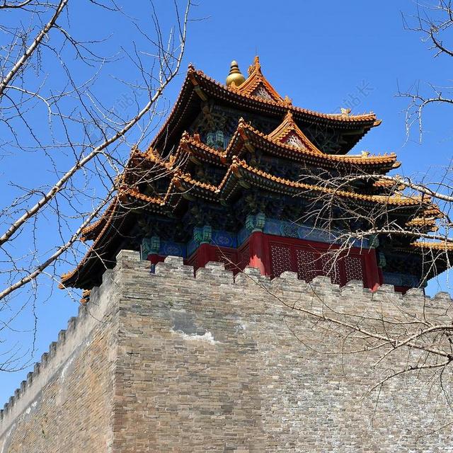 蓝色广告写实故宫角楼背景图片