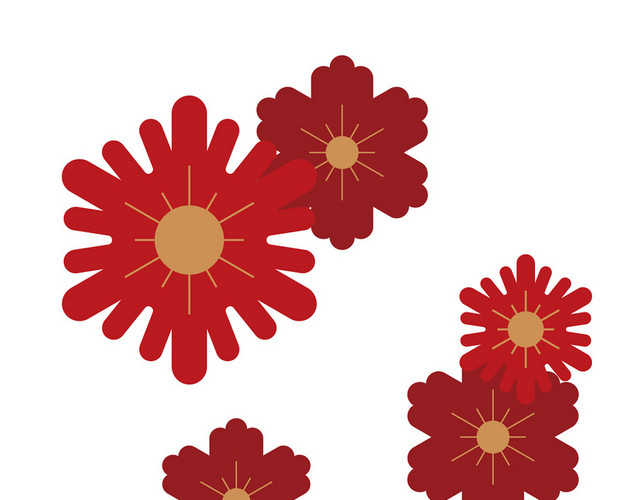 春节简约红色花瓣2020新年元素矢量素材