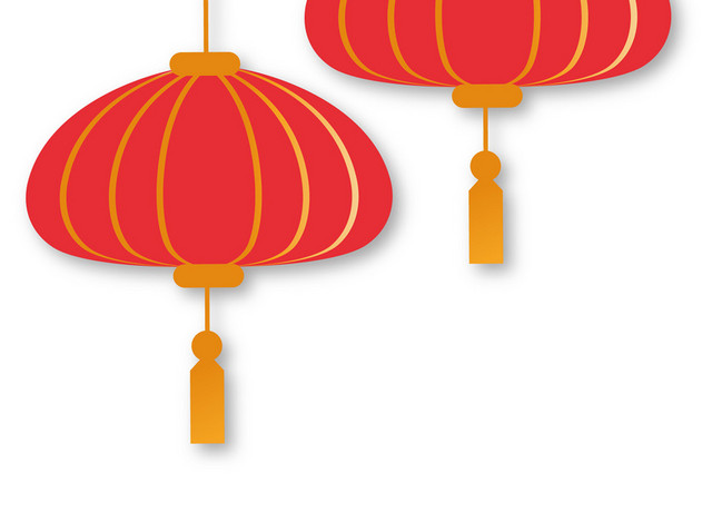 春节简约红色中国传统灯笼2020新年元素矢量素材