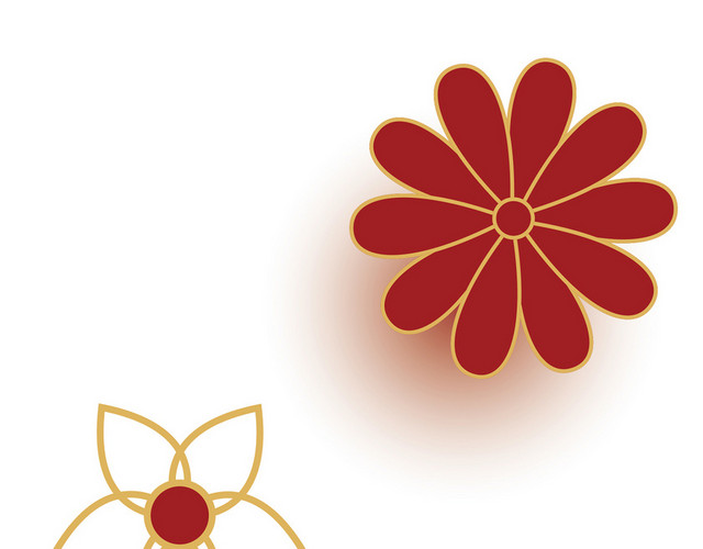 春节红色剪纸花瓣花朵 2020新年元素矢量素材