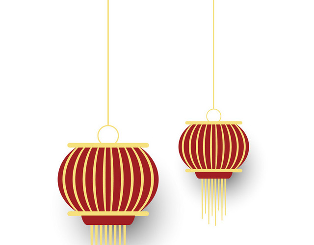 春节红色喜庆中国传统灯笼灯笼2020新年元素矢量素材