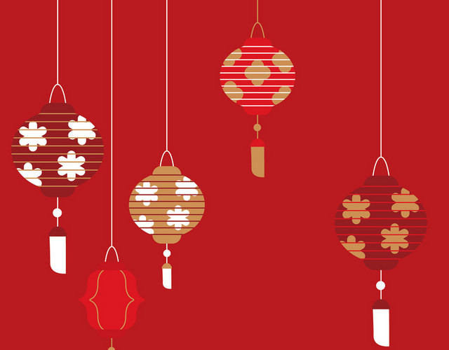 春节红色创意中国传统灯笼2020新年元素矢量素材