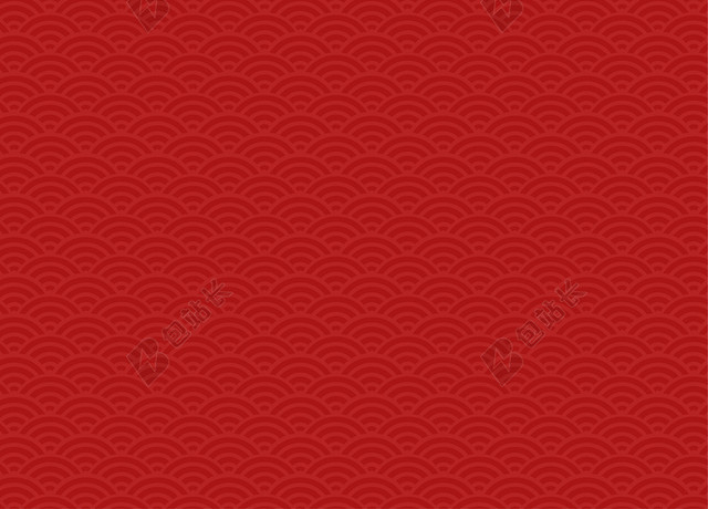 红色简约鱼鳞纹2020新年鼠年元旦节日海报背景