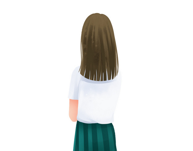 文艺春暖花开春天女孩背影插画素材