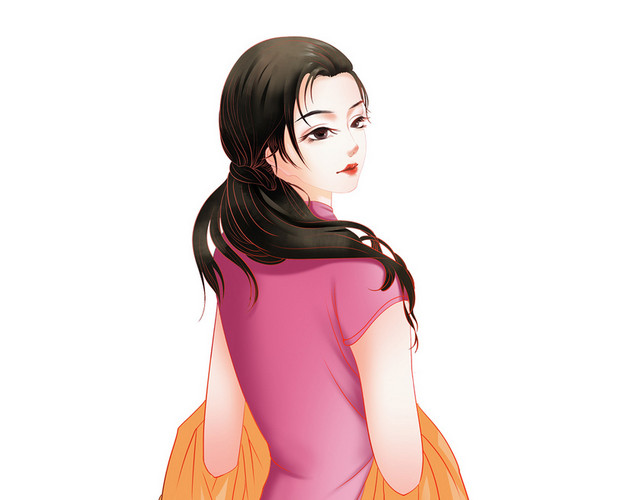古风旗袍风姿卓越少女插画PNG素材