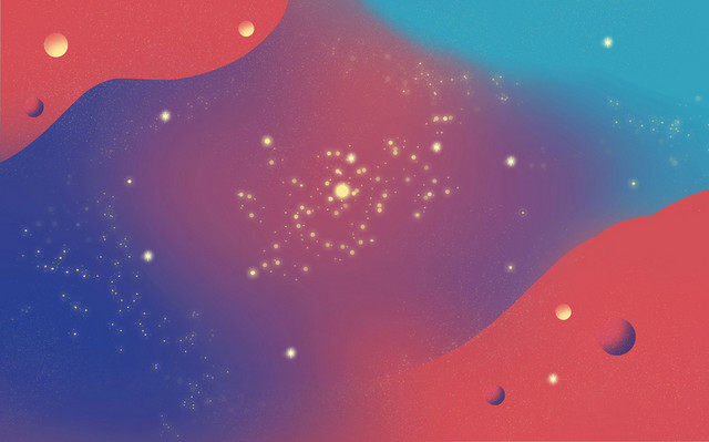 卡通手绘星空浪漫插画背景