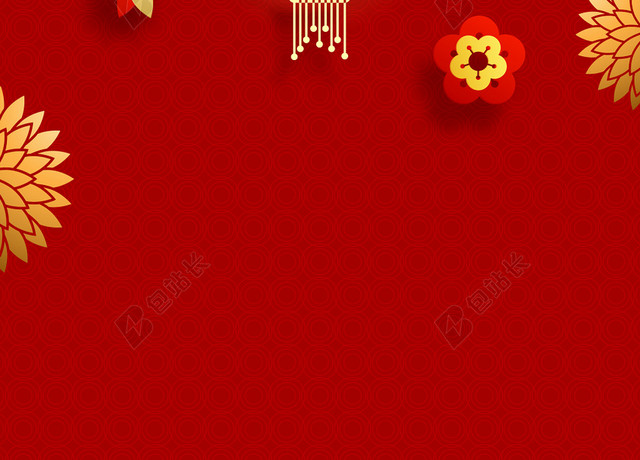 红色剪纸鼠年新年背景海报