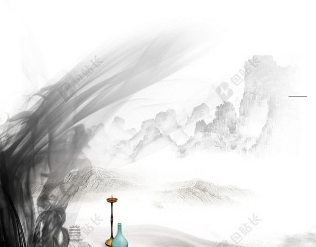 水墨古风中国风笔刷创意水墨画背景素材