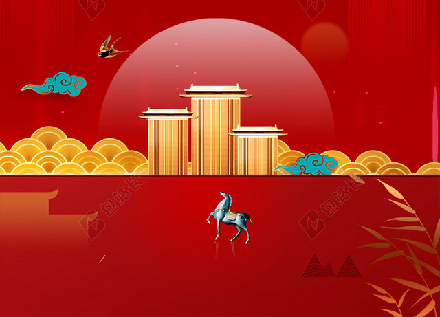 古风典雅江南中式庭院中国风背景
