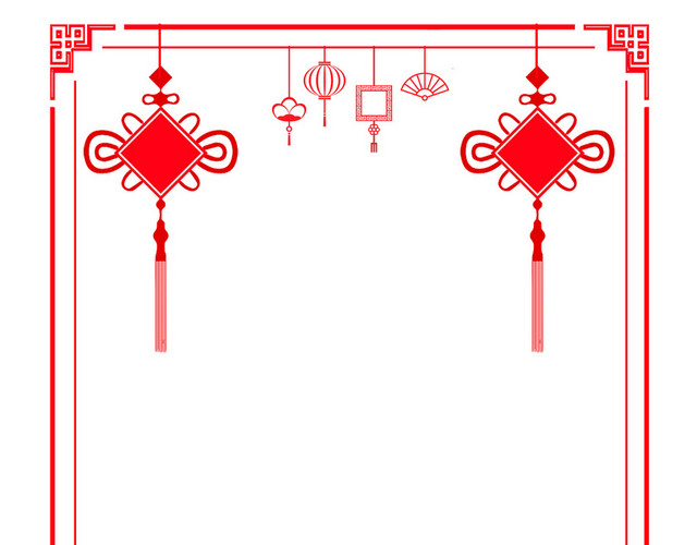 红色中国风春节过年新年边框