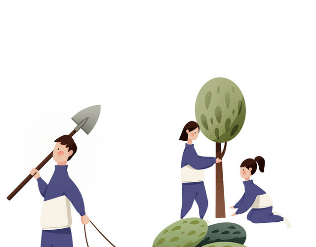 植树节卡通植树儿童插画素材