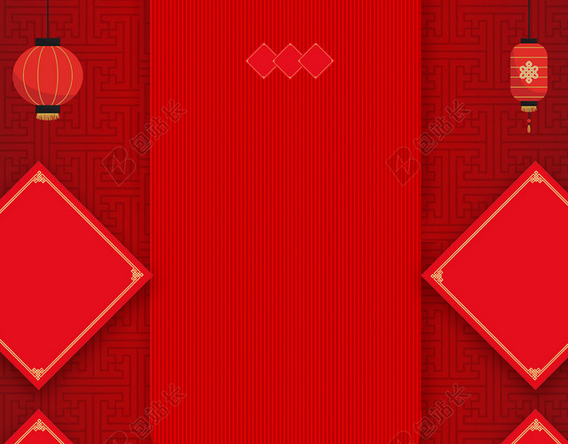 红色喜庆新春新年鼠年春节海报背景素材