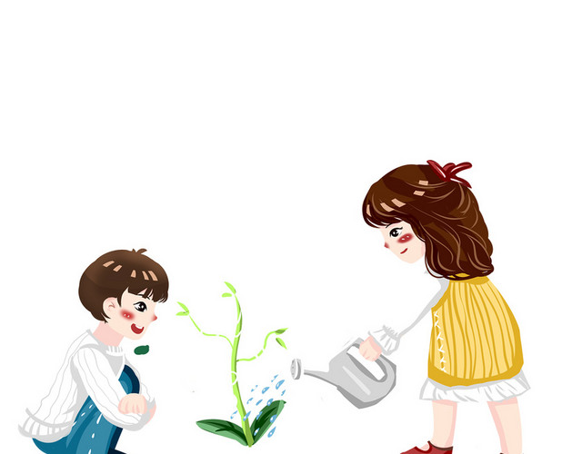 植树节卡通植树儿童插画素材