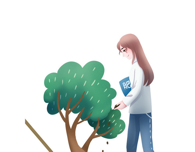植树节卡通植树浇水插画素材