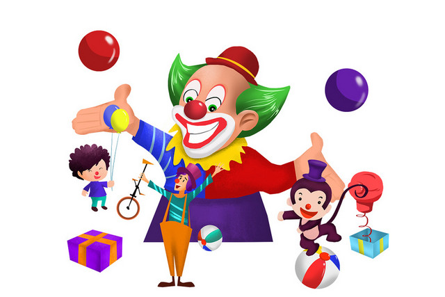 手绘小丑的魔法愚人节