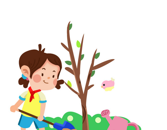 植树节卡通植树儿童插画素材