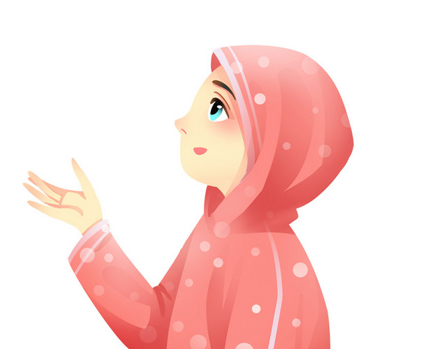 少女雨衣带帽淋雨素材
