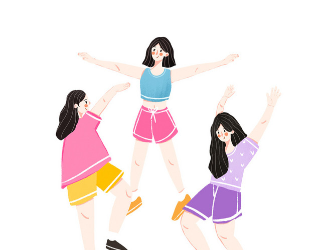 五四青年节女孩跳舞运动素材