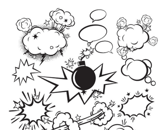 手绘漫画爆炸对话框聊天卡通对话框素材