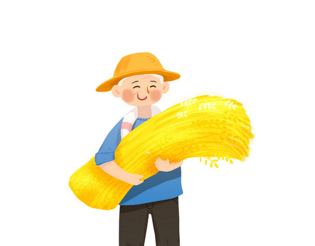 五一劳动节收稻谷金灿灿农民伯伯素材