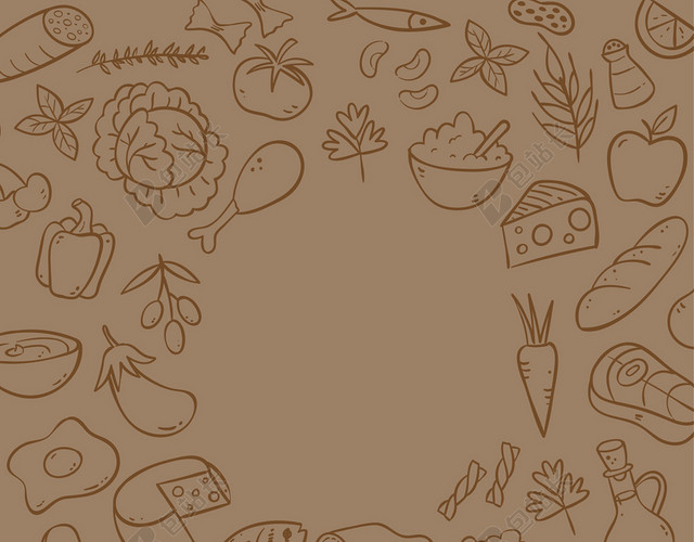 简笔画食物美食背景