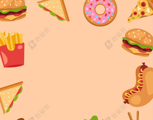 黄色食物美食边框背景